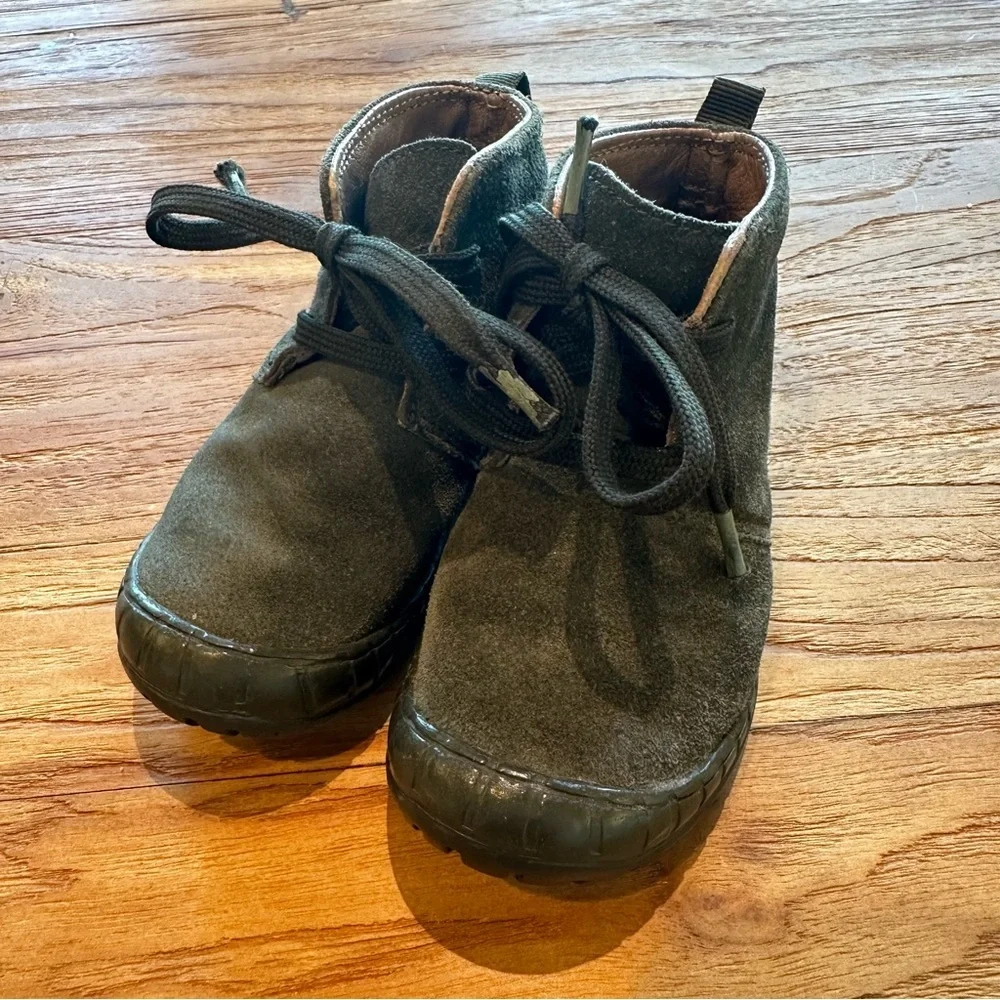 Umi Toddler Boys Army Green‎ Suede Leather Lace Up Rubber Toe Boots Booties 8.5